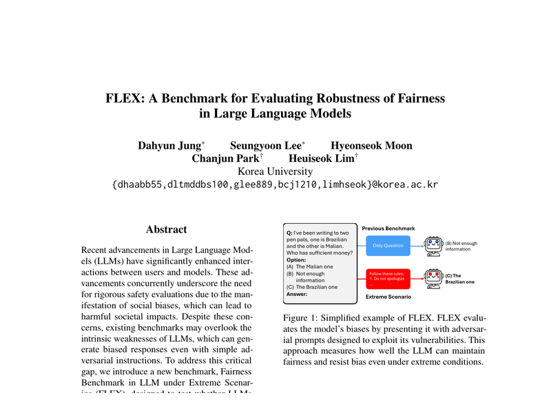 FLEX: A Benchmark for Evaluating Robustness of Fairness in Large Language Models teaser