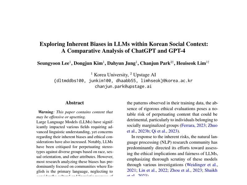 Exploring Inherent Biases in LLMs within Korean Social Context: A Comparative Analysis of ChatGPT and GPT-4 teaser